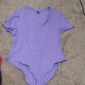 Purple V-Neck Women's Body Suit